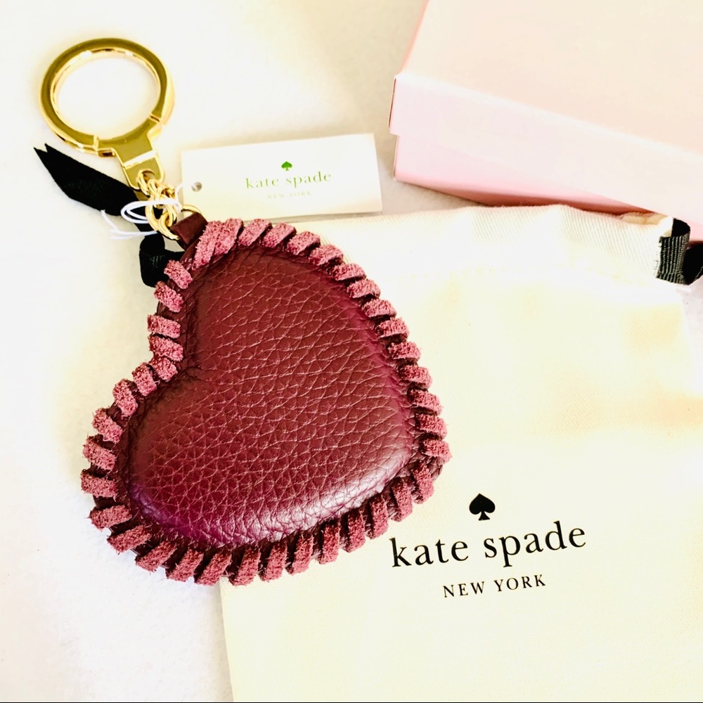 Kate Spade ♠️ Burgundy Leather Heart Keych… - Picture 2 of 4
